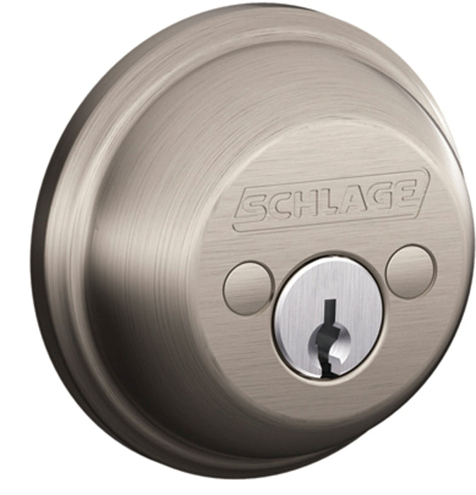 Schlage B62NV 619 Deadbolt, 1 Grade, SC1 Key, Metal, Satin Nickel, 2-3/8, 2-3/4 in Backset, C Keyway