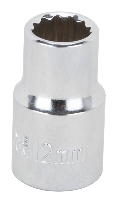 Vulcan MT6529093 Drive Socket, 12 mm Socket, 1/2 in Drive, 12-Point, Chrome Vanadium Steel, Chrome