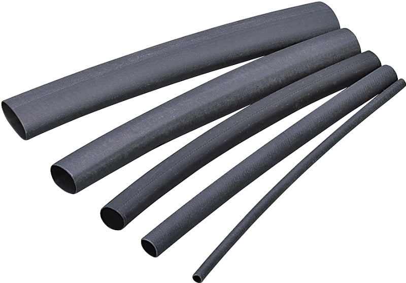 Gardner Bender HST-187 Heat Shrink Tubing, 3/16 to 3/32 in Dia, 4 in L, Polyolefin, Black