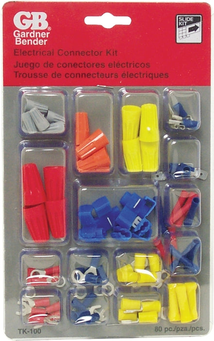 Gardner Bender TK-100 Wire Connector Kit, Solderless, Assorted, For: 22 to 10 AWG Wire, 80 -Piece