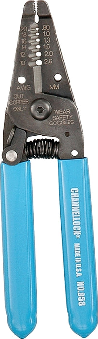 Channellock 958 Wire Stripper, 10 to 20 AWG Wire, 10 to 20 AWG Stripping, 6-1/4 in OAL, Gripper Handle, Steel Handle