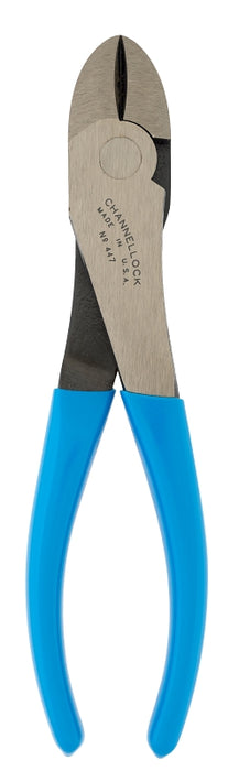 Channellock 447 Diagonal Cutting Plier, 7-3/4 in OAL, Blue Handle, Ergonomic Handle, 1.06 in W Jaw, 1.02 in L Jaw