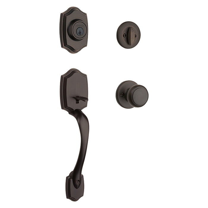 Kwikset 96870-100 Handleset, 3 Grade, Brass, Venetian Bronze, 2-3/8 x 2-3/4 in Backset, KW1 Keyway, 1-3/4 in Thick Door