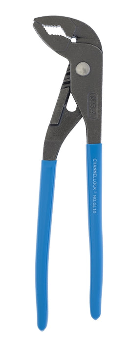 Channellock GRIPLOCK Series GL10 Tongue and Groove Plier, 9-1/2 in OAL, 1-1/4 in Jaw Opening, Blue Handle, 1.34 in L Jaw