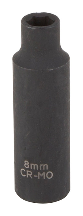 Vulcan MT6580138 Deep Impact Socket, 8 mm Socket, 3/8 in Drive, Deep Drive, 6-Point, Chrome Molybdenum Steel