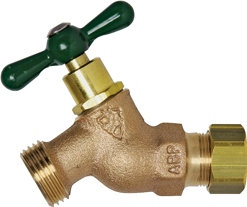 Arrowhead Brass 254CCLF Heavy-Duty Hose Bibb, 1/2 x 3/4 in Connection, Sweat x Male Hose, 8 to 9 gpm, 125 psi Pressure