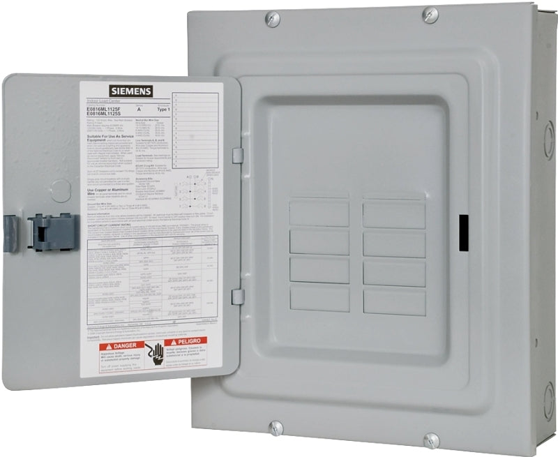 Siemens Murray E E0816ML1125S Load Center, 125 A, 8 -Space, 16 -Circuit, Main Lug, NEMA 1 Enclosure, Gray