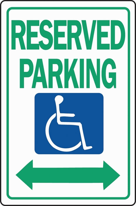 Hy-Ko HW-32 Parking Sign, Rectangular, RESERVED PARKING, Green Legend, White Background, Aluminum