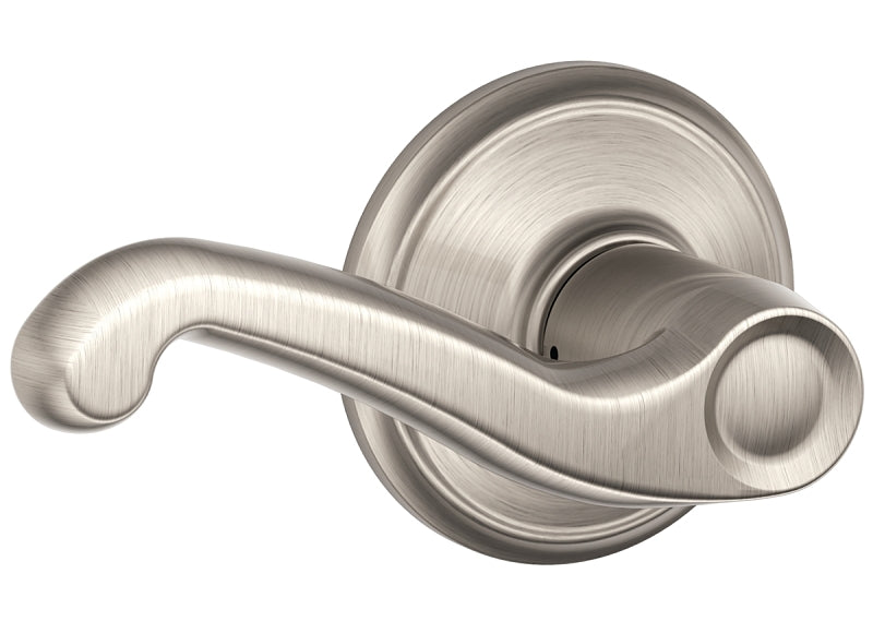 Schlage F Series F10FLA619 Passage Lever, Mechanical Lock, Satin Nickel, Metal, Residential, 2 Grade