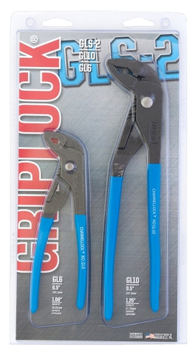 Channellock GRIPLOCK Series GLS-2 Plier Set, Carbon Steel