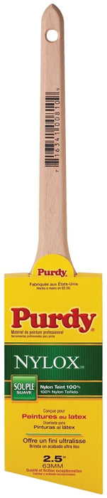 Purdy Nylox Dale 144080225 Angular Trim Brush, 2-1/2 in W, 2-11/16 in L Bristle, Nylon Bristle, Rat Tail Handle