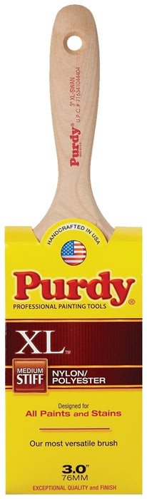 Purdy XL Swan 144400330 Wall Brush, 3 in W, 3-7/16 in L Bristle, Nylon/Polyester Bristle, Beavertail Handle