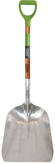 Ames 2672300 Scoop Shovel, 14-1/2 in W Blade, 10 in L Blade, Aluminum Blade, Hardwood Handle, D-Shaped Handle