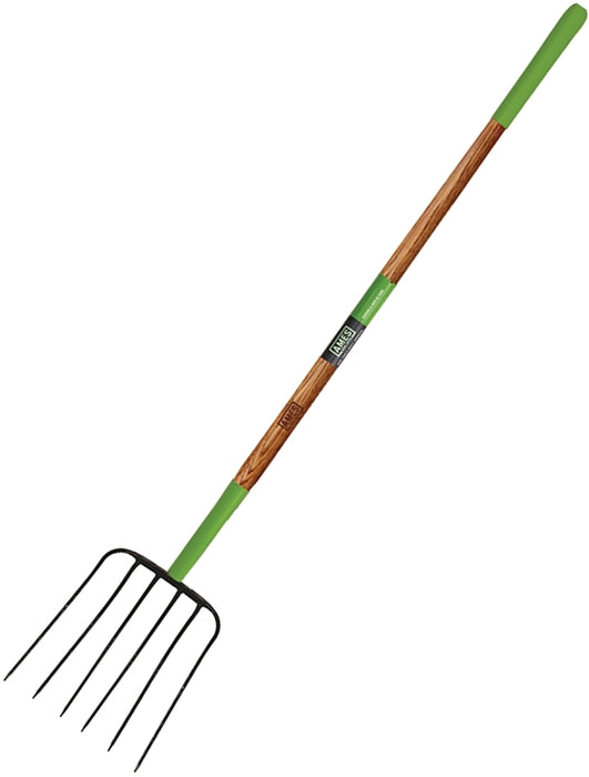 Ames 2826900 Manure Fork, 6-Tine, Steel Tine, Wood Handle, 61 in L Handle