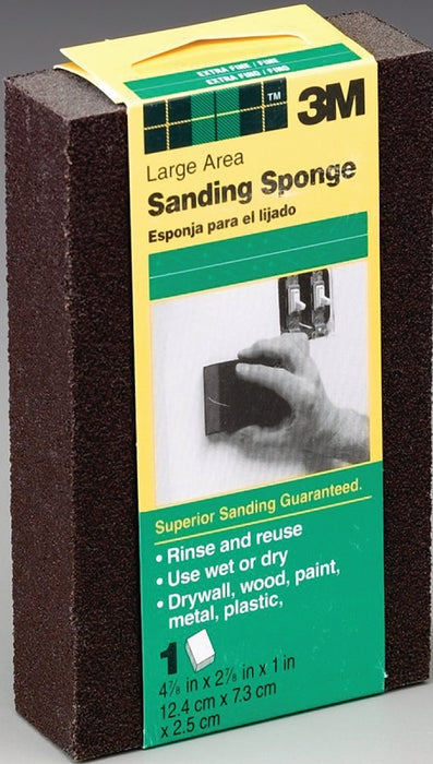 3M DSFM-F-ESF-10 Sanding Sponge, 4-7/8 in L, 2-7/8 in W, Fine, Medium, Aluminum Oxide Abrasive