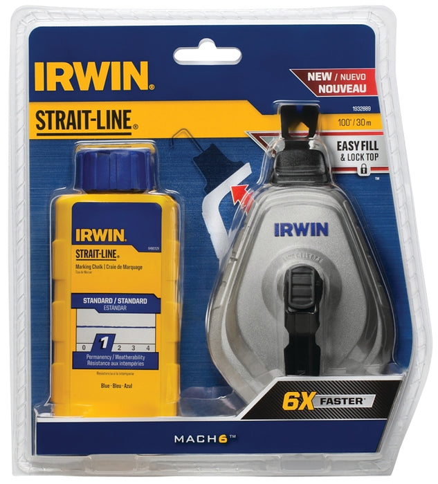 Irwin 1932889 Chalk Reel, 8 oz Chalk Capacity, 100 ft L Line, 6:1 Gear Ratio