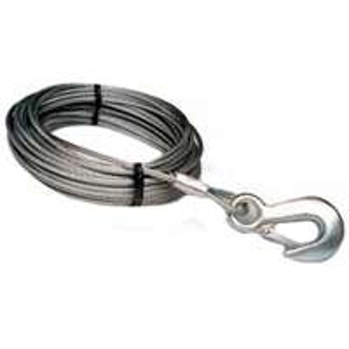 Baron 59401 Winch Cable, 7/32 in Dia, 50 ft L, Hook End, Galvanized Steel