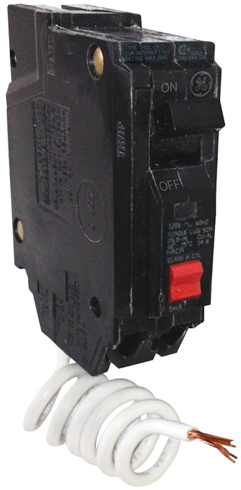 GE THQL1120GFTP Feeder Circuit Breaker, Thermal Magnetic, 20 A, 1-Pole, 120 V, Non-Interchangeable Trip, Plug