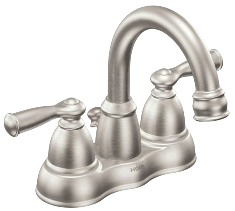 Moen Banbury Series WS84913SRN Bathroom Faucet, High Arc Spout, Brushed Nickel, 5/16 to 1-3/16 in Plate Size, 4-3/4 in