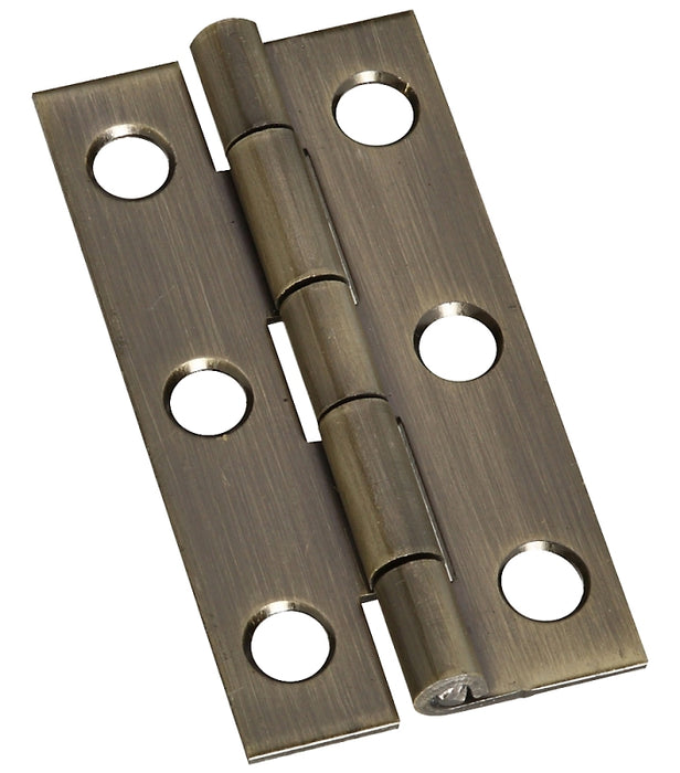 National Hardware N211-243 Decorative Narrow Hinge, 2 in H Door Leaf, 0.04 in Thick Door Leaf, Brass, Antique Brass