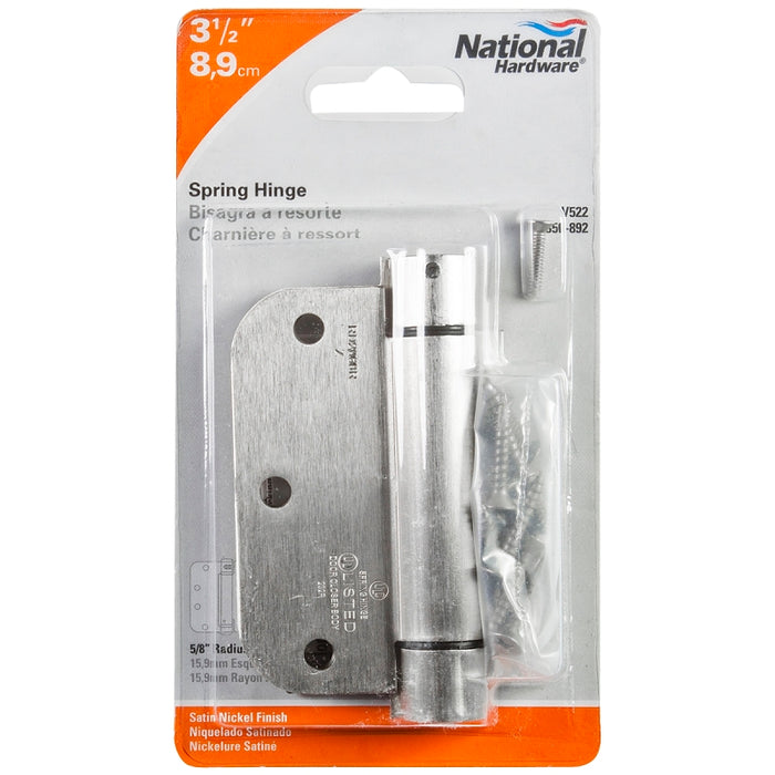 National Hardware N350-892 Spring Hinge, 3-1/2 in L Dimensions, Steel, Satin Nickel, 30 lb