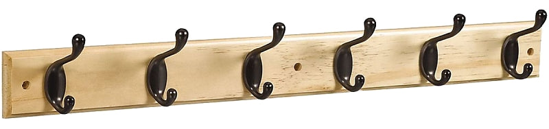 National Hardware DPV8170 S812-982 Hook Rail, 6-Hook, Wood, Oil-Rubbed Bronze