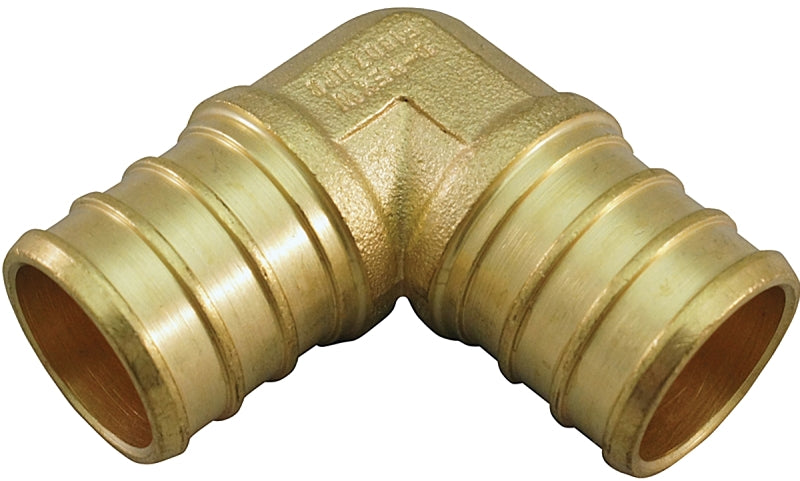 Apollo ApolloPEX Series APXE3410PK Pipe Elbow, 3/4 in, Barb, 90 deg Angle, Brass, 200 psi Pressure