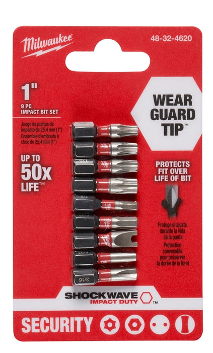 Milwaukee 48-32-4620 Security Insert Bit Set, 9-Piece, Steel, Black Phosphate