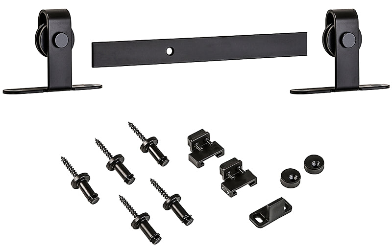 National Hardware N186-900 Sliding Door Hardware Mini Kit, 48 in L Track, Steel, Oil-Rubbed Bronze, Top Mounting