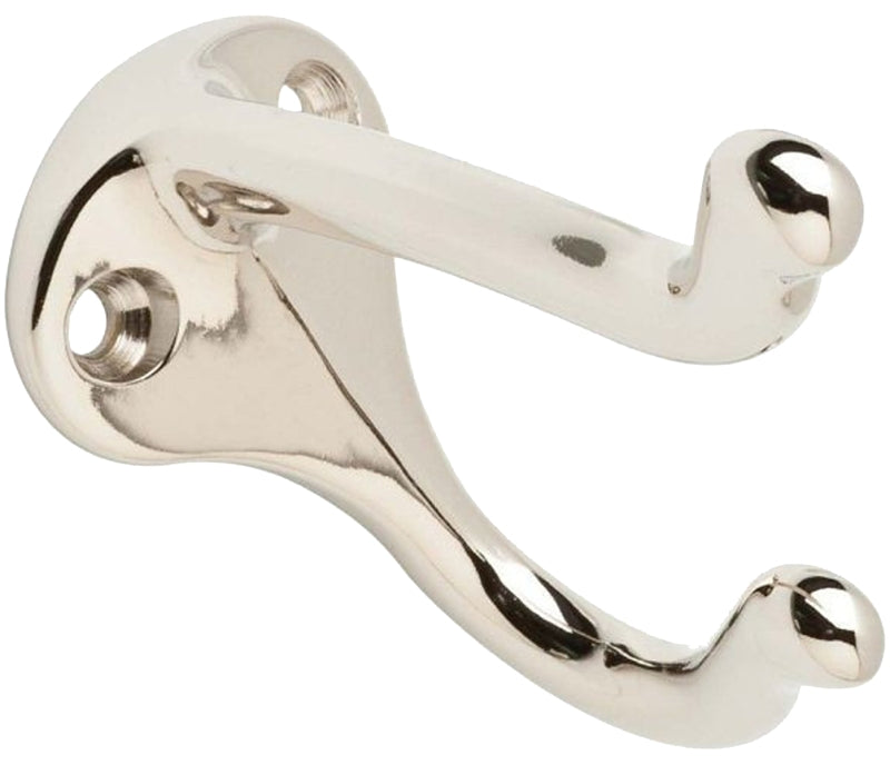 Schlage Ives 571A14 Coat and Hat Hook, 9 lb, 2-Hook, Aluminum, Nickel