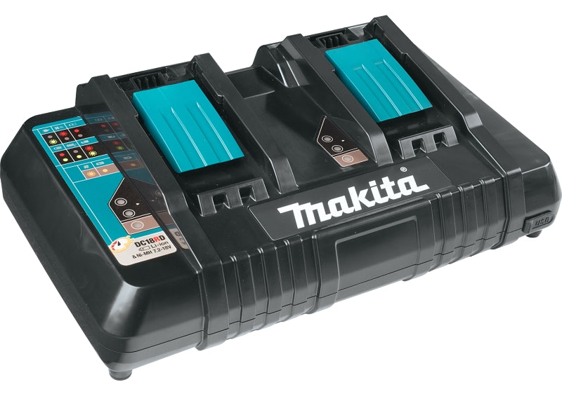 Makita DC18RD Dual Port Battery Charger, 120 VAC Input, 14.4, 18 V Output, 2 to 6 Ah, Battery Included: No