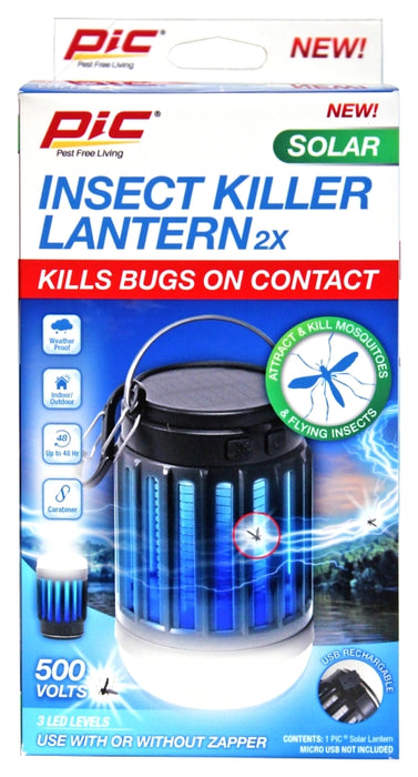 Pic SOLAR-PLZ 2-in-1 Insect Killer Lantern, Solar Battery