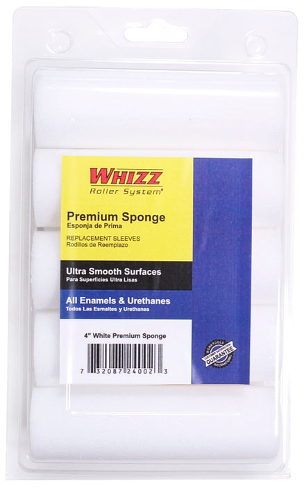 Whizz 24002 Mini Roller Cover, 4 in L, Sponge Cover, White