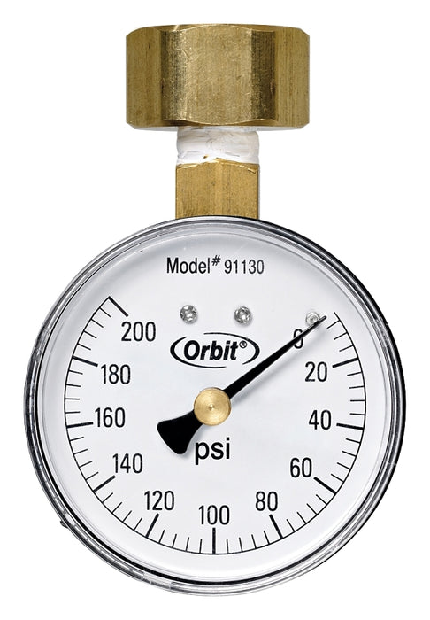 Orbit 91130 Pressure Gauge, 3/4 in Connection, FHT, 200 psi