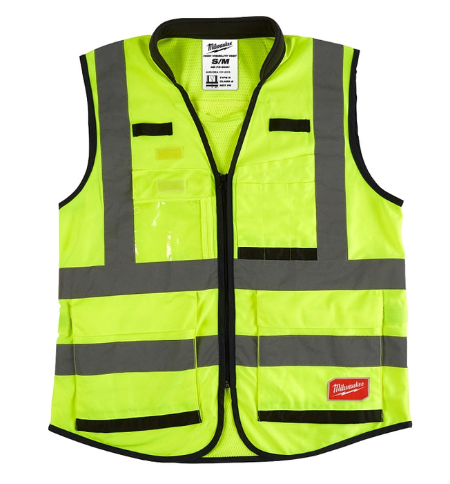 Milwaukee 48-73-5041 High-Visibility Safety Vest, S, M, Unisex, Fits to Chest Size: 38 to 42 in, Polyester, Yellow