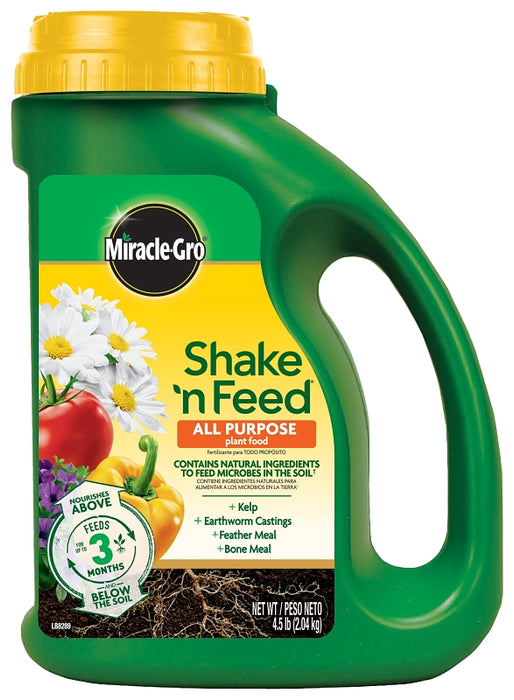 Miracle-Gro Shake 'n Feed 3001901 All-Purpose Plant Food, 4.5 lb, Solid, 12-4-8 N-P-K Ratio