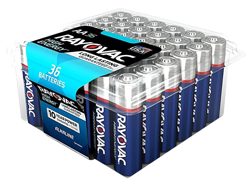 Rayovac HIGH ENERGY 815-36PPK Battery, 1.5 V Battery, 750 mAh, AA Battery, Alkaline