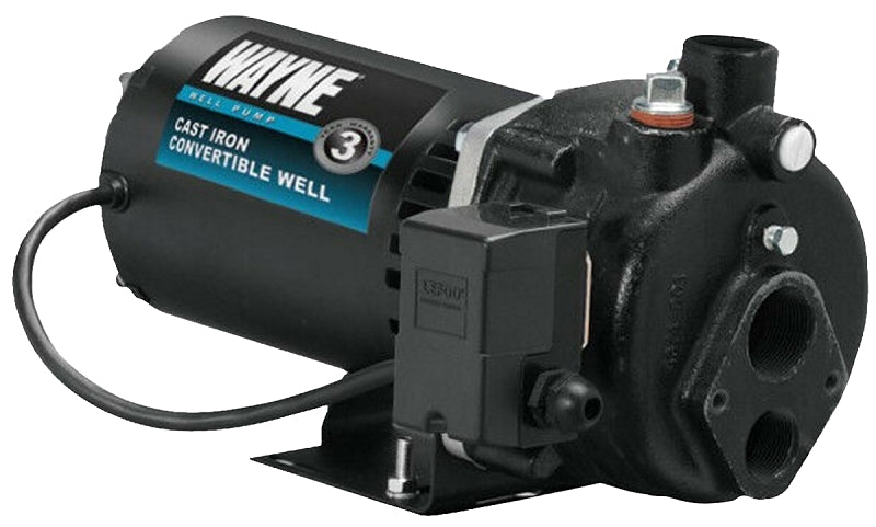 Wayne CWS100 Jet Pump, 120/240 V, 1 hp, 3/4 in Connection, 90 ft Max Head, 1056 gph, Cast Iron