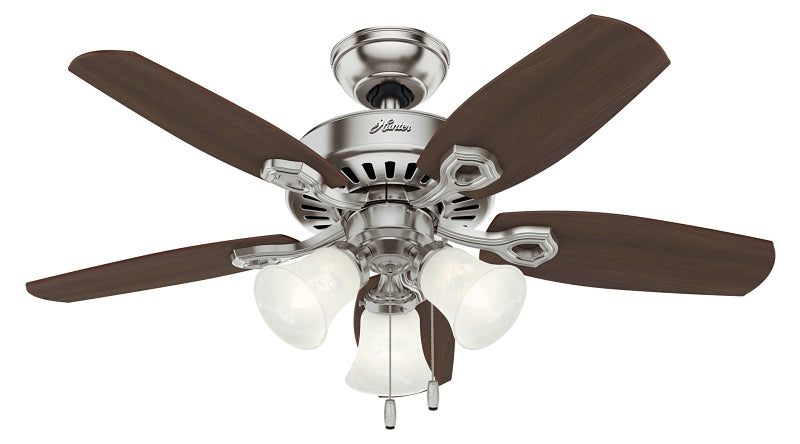 Hunter Builder Series 52106 Ceiling Fan, 5-Blade, Brazilian Cherry/Harvest Mahogany Blade, 42 in Sweep, MDF Blade