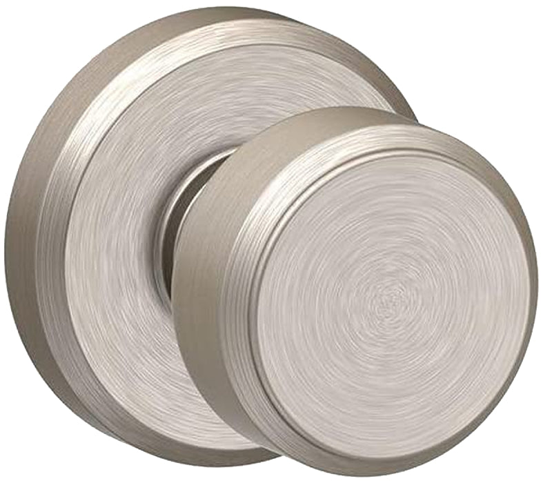 Schlage F Series F10VBWE619 Passage Knob, Metal, Satin Nickel, 2-3/8, 2-3/4 in Backset, 1-3/8 to 1-3/4 in Thick Door