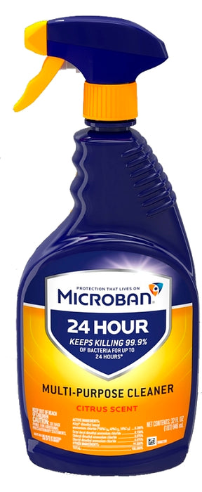 Microban 47415 Cleaner, 32 oz, Spray Bottle, Liquid, Citrus, Clear