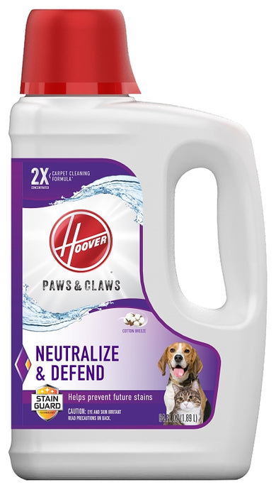 Hoover Paws & Claws AH30925 Carpet Cleaning Formula, 64 oz, Liquid, Cotton Breeze, Light Yellow/Straw