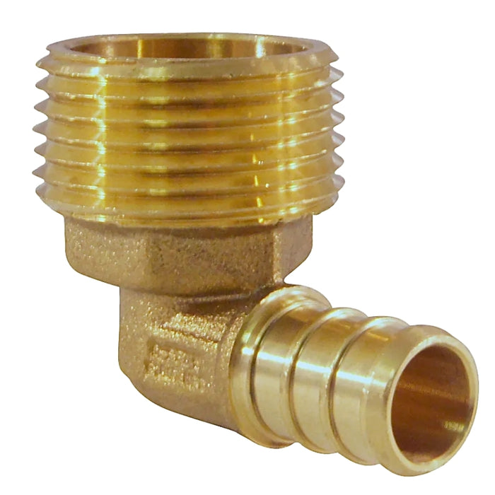 Apollo APXME1234 Pipe Elbow, 1/2 x 3/4 in, Barb x MNPT, 90 deg Angle, Brass, 200 psi Pressure