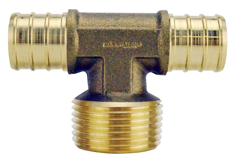 Apollo APXMT34 Pipe Tee, 3/4 in, Barb x MPT x Barb, Brass, 200 psi Pressure