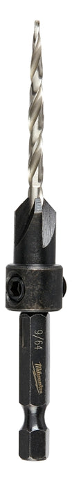 Milwaukee 48-13-5000 Countersink with Drill Bit, 9/64 in Dia Cutter, 1/4 in Dia Shank, 3-3/4 in OAL, Hex Shank, HSS