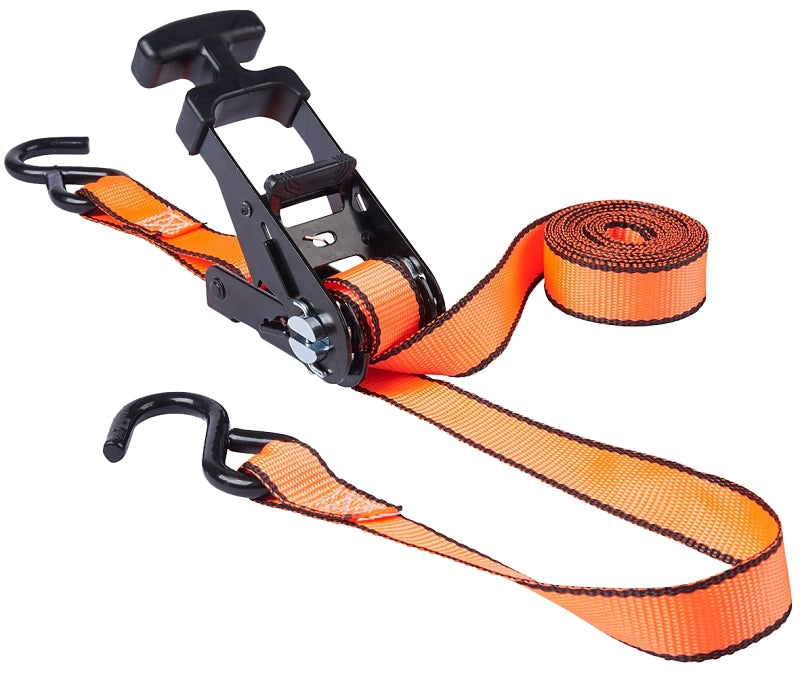 Keeper 85404 Tie Down Strap, 1 in W, 12 ft L, Hi-Viz Orange, 500 lb Working Load, S-Hook End