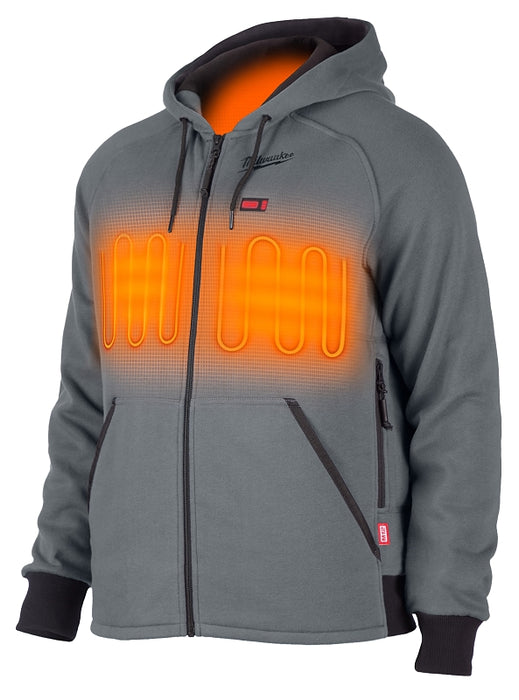 Milwaukee 306G-21-M Heated Hoodie, M, Men's, Gray, Regular Fit