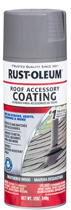 Rust-Oleum 285217 Roof Accessory Spray Paint, Flat, Weathered Wood, 12 oz, Can