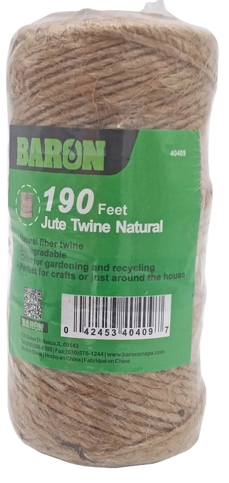 Baron 40409 Twine, 1/8 in Dia, 190 ft L, 7 lb Working Load, Natural Fiber, Brown