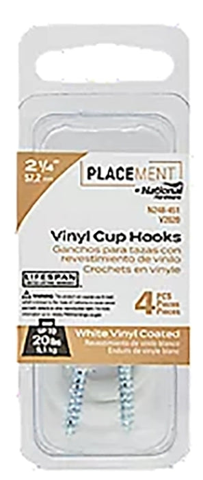 HOOK CUP WHITE VINYL 2-1/4IN